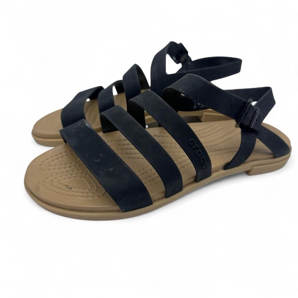 Women’s CROCS Tulum Sandals in Tan / Nude / Beige / Black flats size 8